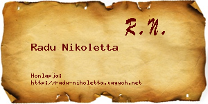 Radu Nikoletta névjegykártya
